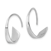 Sterling Silver Rhodium-plated Polished Flat Bar Hoop Threader Earrings